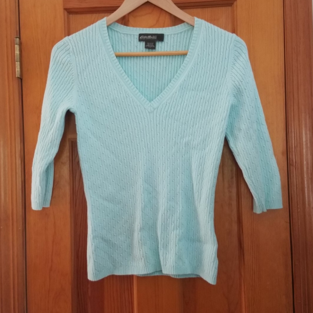 Eddie Bauer Light Blue V-Neck Sweater
